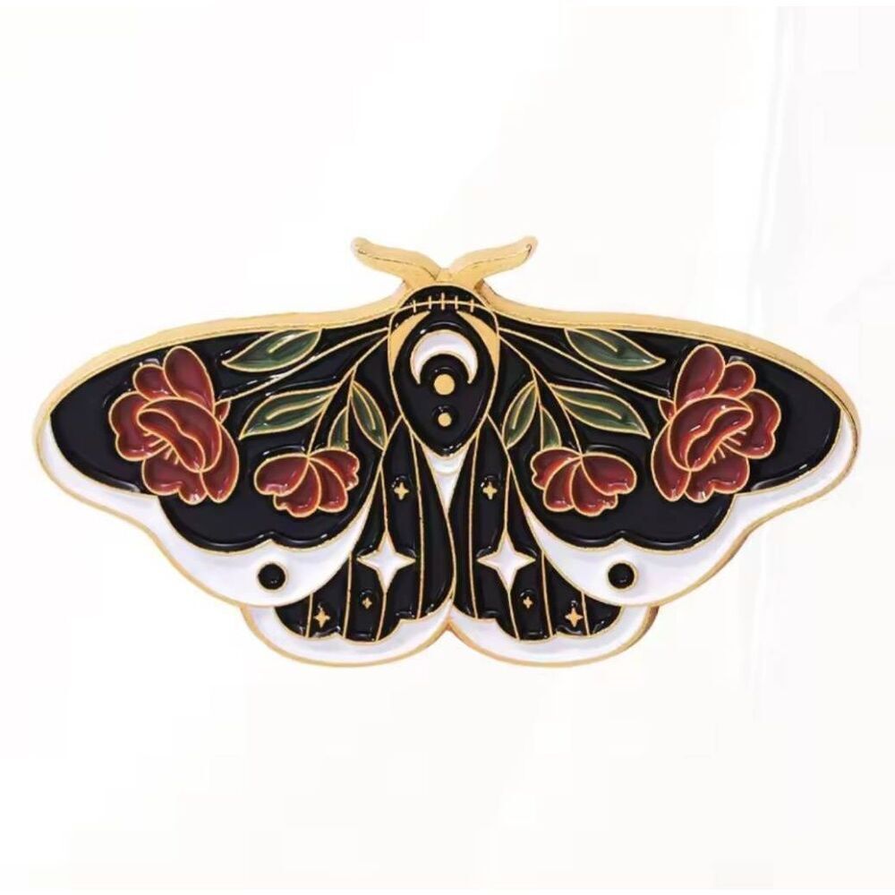 NWOT Moon Moth Brooch Pin Enamel